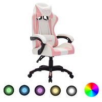 vidaXL Herná stolička s RGB LED svetlami ružovo-čierna umelá koža