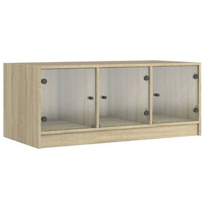 vidaXL Konferenčn&yacute; stol&iacute;k sklenen&eacute; dvierka dub sonoma 102x50x42cm