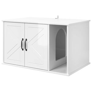 vidaXL Mačka Dom Leskl&aacute; biela 85 x 55 x 50,5 cm Kompozitn&eacute; drevo