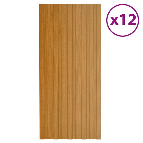 vidaXL Strešné panely 12 ks, pozinkovaná oceľ, prírodné 100x45 cm