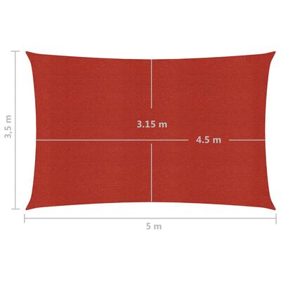 vidaXL Tieniaca plachta 160 g/m² červená 3,5x5 m HDPE