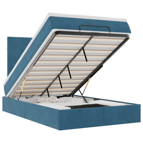 vidaXL Osmansk&aacute; posteľ s matracmi Tmavomodr&aacute; 120x200cm Zamat