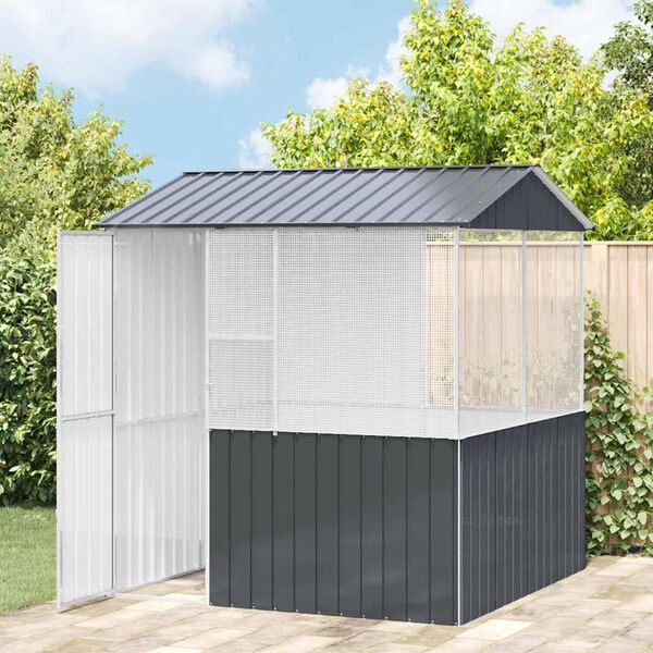 vidaXL Klietka pre vtákov Antracit 215 x 209 x 230 cm Pozinkovaná oceľ