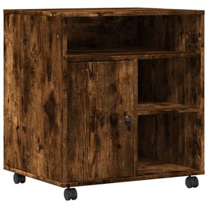 vidaXL Stojan na tlačiareň s kolieskami dymový dub 60x50x67 cm