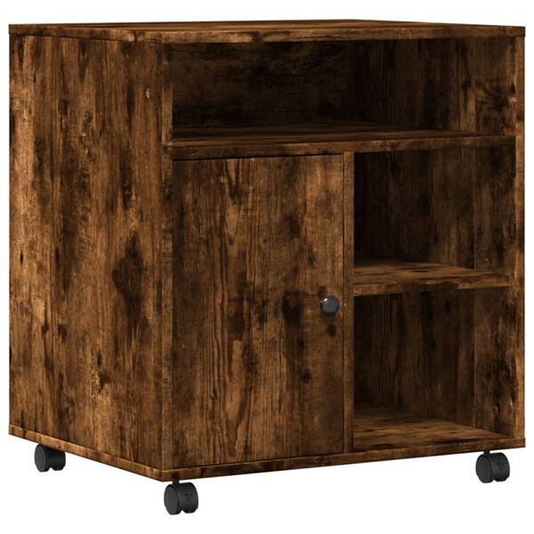 vidaXL Stojan na tlačiareň s kolieskami dymový dub 60x50x67 cm