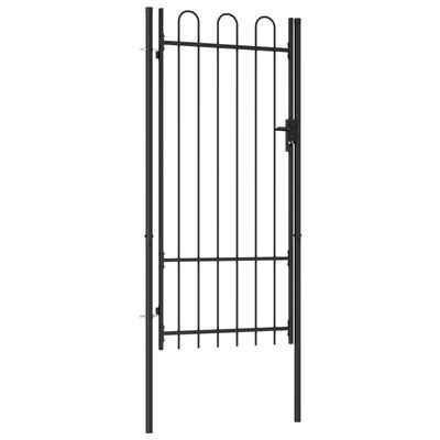 vidaXL Jednokrídlová plotová brána s oblúkom, oceľ 1x2 m, čierna