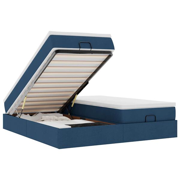 vidaXL Osmansk&yacute; r&aacute;m postele s matracmi modr&aacute; 200x200 cm l&aacute;tka