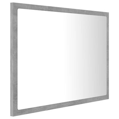 vidaXL Kúpeľňové zrkadlo s LED, betónovo sivé 60x8,5x37 cm akryl
