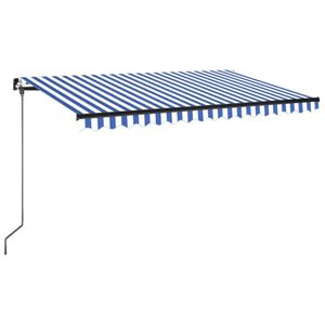 vidaXL Ručn&aacute; mark&iacute;za 4 x 3,5 m Modro-biela pruhovan&aacute; 100% polyester