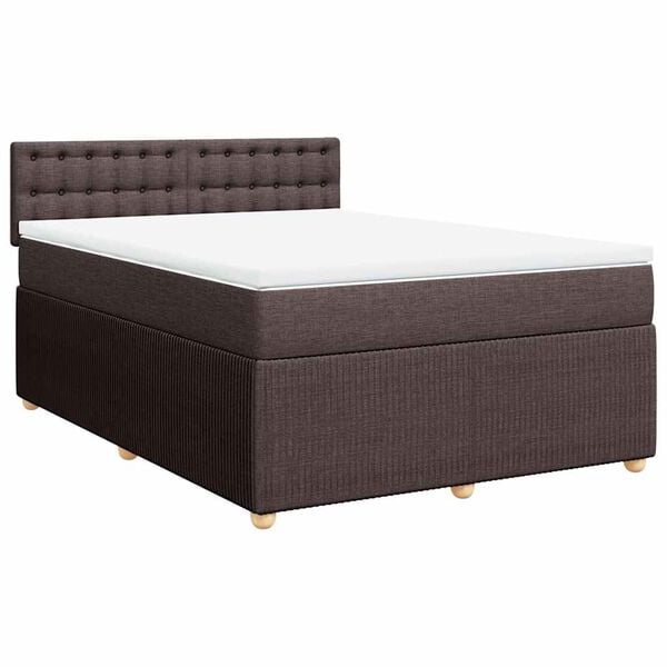 vidaXL Boxspring posteľ s matracom tmavohned&aacute; 140x190 cm l&aacute;tka