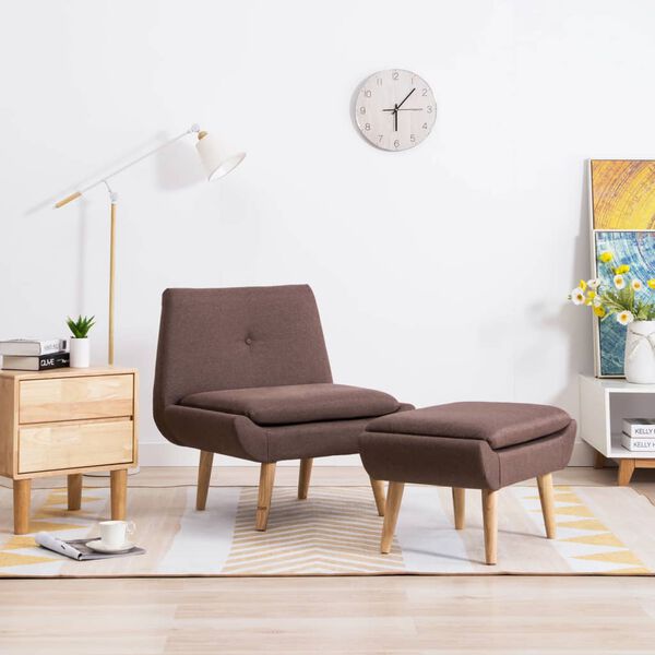 vidaXL Fotelka s podnožkou, hned&aacute;, l&aacute;tka