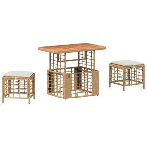 vidaXL Z&aacute;hradn&yacute; jed&aacute;lensk&yacute; set s vank&uacute;&scaron;om 3 pcs Pr&iacute;rodn&aacute; a biela