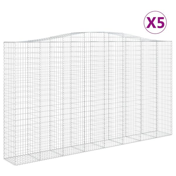 vidaXL Oblúkový gabionový kôš 5 ks 400x50x220/240cm pozinkované železo