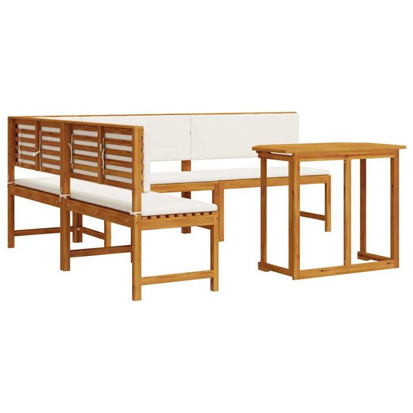 vidaXL Súprava záhradných lavičiek 4 pcs Hnedá akáciový masív