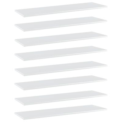 vidaXL Prídavné police 8 ks, lesklé biele 100x30x1,5 cm, drevotrieska