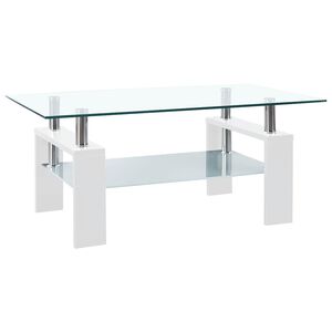 vidaXL Konferenčn&yacute; stol&iacute;k biely a priehľadn&yacute; 95x55x40 cm tvrden&eacute; sklo