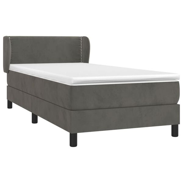 vidaXL Posteľn&yacute; r&aacute;m boxspring s matracom tmavosiv&yacute; 90x190 cm zamat