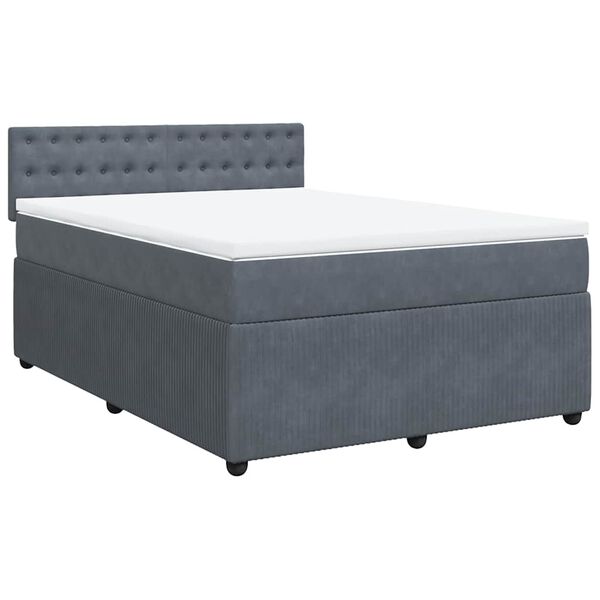 vidaXL Posteľn&yacute; r&aacute;m boxspring s matracom tmavosiv&yacute; 140x200 cm zamat