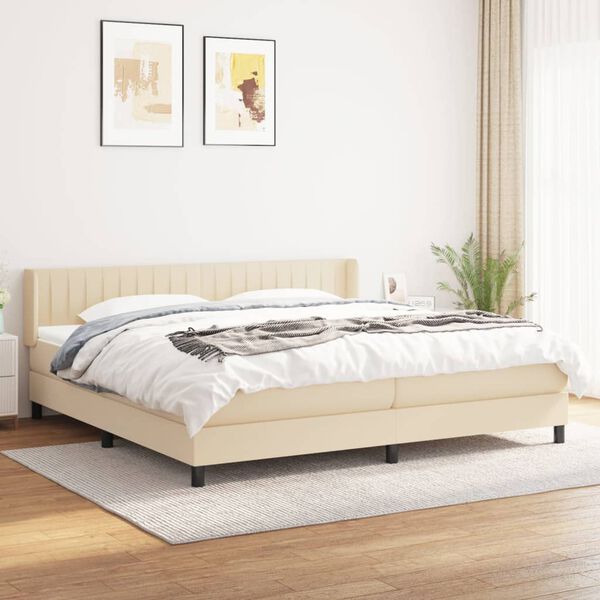 vidaXL Boxspring posteľ s matracom krémová 200x200 cm látka