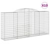 vidaXL Obl&uacute;kov&eacute; gabionov&eacute; ko&scaron;e 10 ks 300x50x140/160 cm pozink. železo