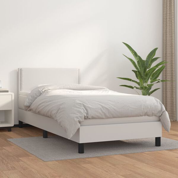 vidaXL Boxspring posteľ s matracom biela 80x200 cm umelá koža