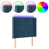 vidaXL Čelo postele s LED tmavomodr&eacute; 103x16x118/128 cm zamat