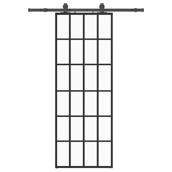 vidaXL Posuvné dvere s kovaním čierne 76x205 cm ESG sklo