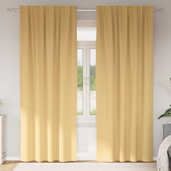 vidaXL Z&aacute;clony na zatemnenie s kr&uacute;žkami 2 pcs B&eacute;žov&aacute; 245 x 140 cm