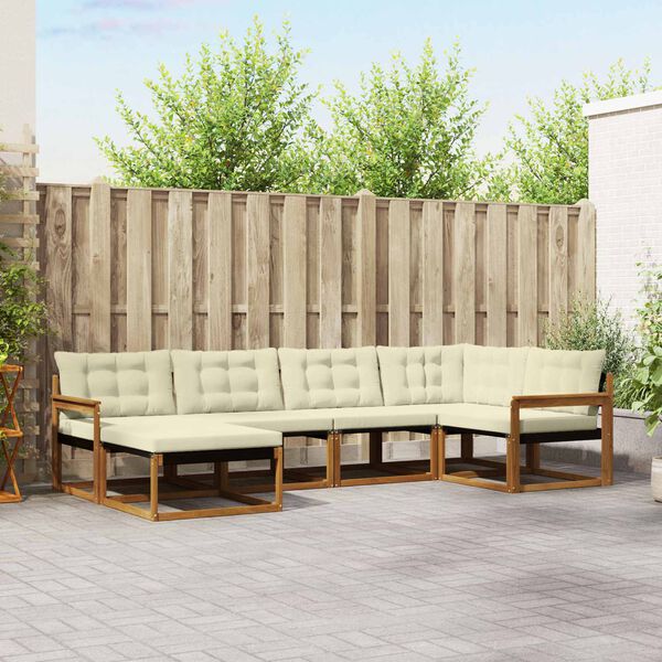 vidaXL Z&aacute;hradn&aacute; s&uacute;prava gaučov s vank&uacute;&scaron;om 6 pcs Pr&iacute;rodn&aacute; a kr&eacute;mov&aacute;