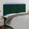 vidaXL Čelo postele s LED tmavozelen&eacute; 160x5x118/128 cm zamat