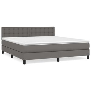 vidaXL Boxspring posteľ s matracom siv&aacute; 180x200 cm umel&aacute; koža