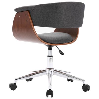 vidaXL Otočná kancelárska stolička, sivá, ohýbané drevo a látka