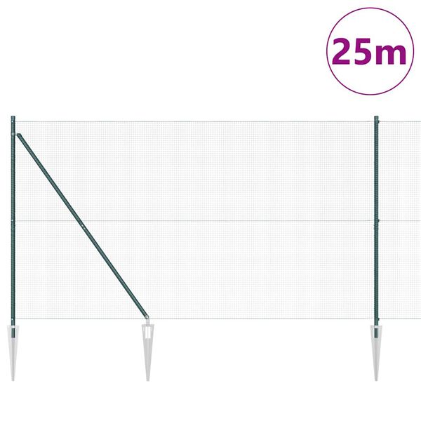 vidaXL Stĺp na plot. Zelen&aacute; 25 x 1,6 m (16 x 16 mm sieť) Ocel a PVC