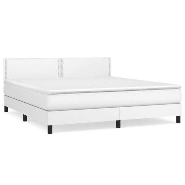 vidaXL Boxspring posteľ s matracom biela 180x200 cm umel&aacute; koža