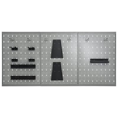vidaXL Nástenné závesné panely na náradie 3 ks 40x58 cm oceľové