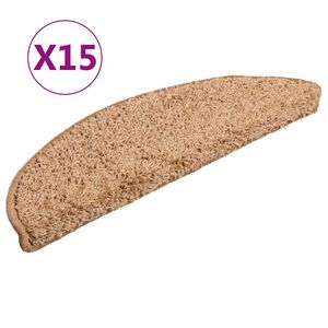 vidaXL Schodov&eacute; rohože 15 ks 56x17x3 cm b&eacute;žov&eacute;, polkruhov&eacute;