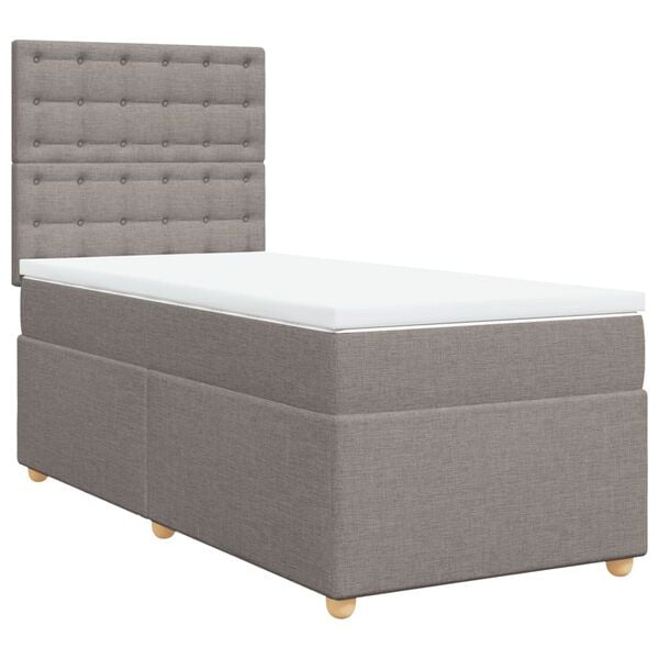 vidaXL Posteľn&yacute; r&aacute;m boxspring s matracom sivohned&yacute; 90x190 cm l&aacute;tka
