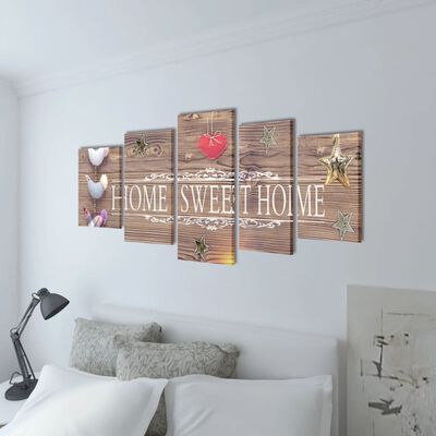 Sada obrazov na stenu s nápisom Home Sweet Home 200 x 100 cm