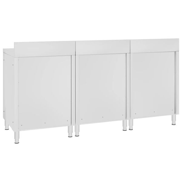 vidaXL Gastro pracovný stôl so skrinkami 180x60x96 cm nehrdzavejúca oceľ
