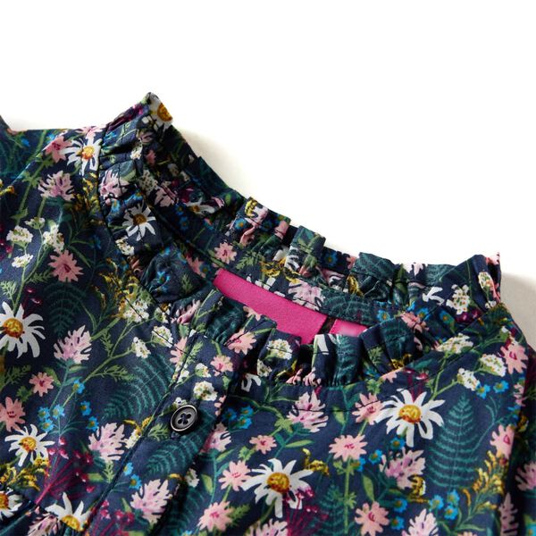 Detské šaty s dlhými rukávmi tmavomodré 128