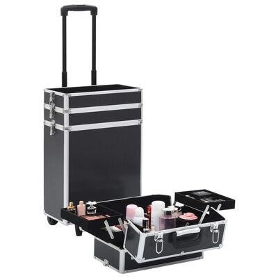 vidaXL Make-up kufrík čierny hliníkový