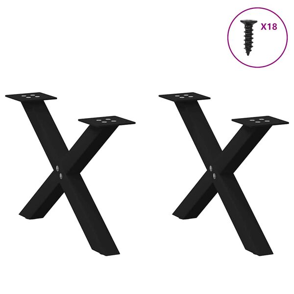 vidaXL Nohy konferenčn&eacute;ho stol&iacute;ka v tvare X, 2 ks, čierne, 50 x (30-31) cm, oceľov&eacute;