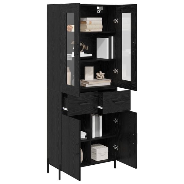 vidaXL Highboard Čierny dub 69,5 x 34 x 180 cm Kompozitn&eacute; drevo