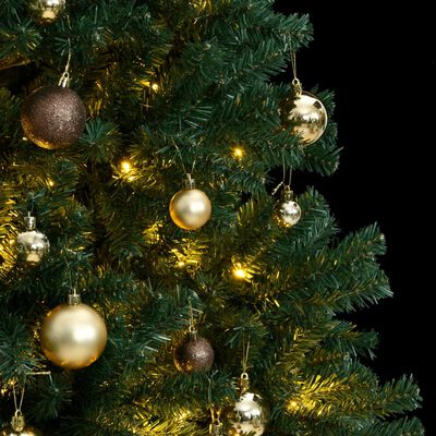vidaXL Umelý výklopný vianočný stromček 150 LED a sada gúľ 120 cm