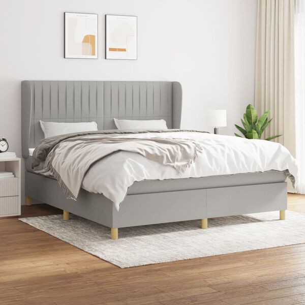 vidaXL Boxspring posteľ s matracom bledosiv&aacute; 180x200 cm l&aacute;tka
