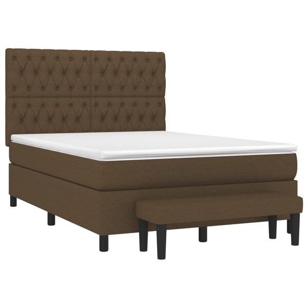 vidaXL Boxspring posteľ s matracom tmavohned&aacute; 140x200 cm l&aacute;tka
