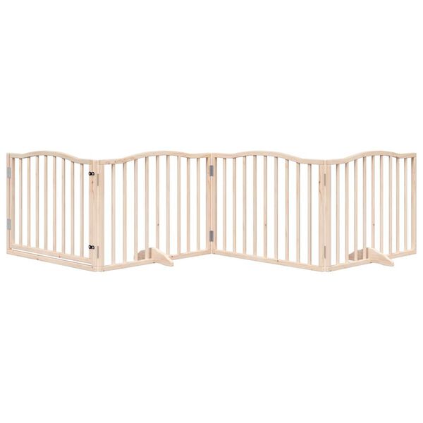 vidaXL Br&aacute;na pre psa s dverami skladacia 4 panely 320cm topoľov&eacute; drevo