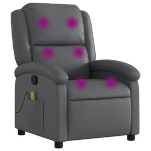 vidaXL Mas&aacute;žne kreslo s polohovac&iacute;m mechanizmom, siv&eacute;, umel&aacute; koža