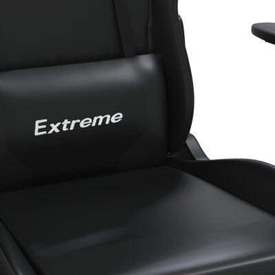 vidaXL Masážna herná stolička s podnožkou čierna umelá koža