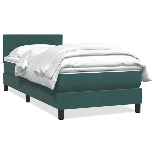 vidaXL Posteľn&yacute; r&aacute;m boxspring s matracom Tmavozelen&aacute; 80x210 cm zamat